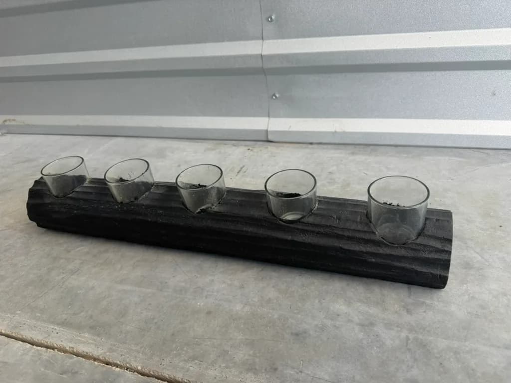 Rustic 5-Votive Log Candle Holder