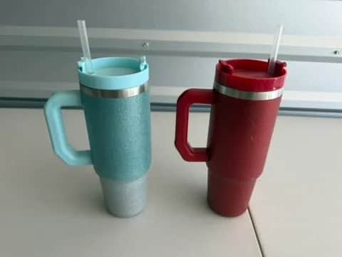 Two Insulated Tumbler Mugs with Handles