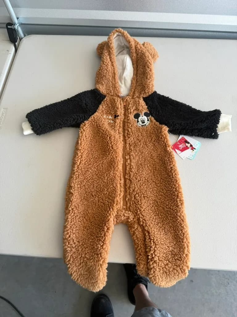 New Disney Baby Mickey Mouse Sherpa Jumpsuit