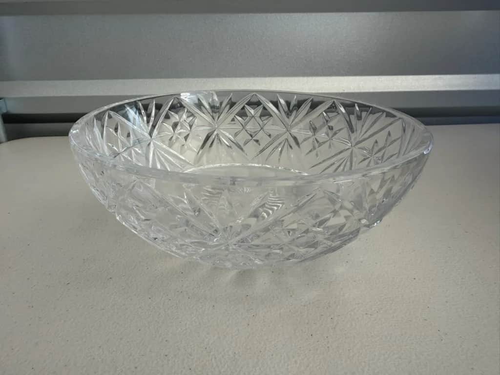 Vintage Cut Glass Starburst Serving Bowl